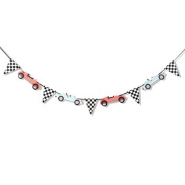 Vintage Race Car and Chequered Flag Decorations - Racing Themed Birthday Party, Racing Birthday High Chair Banner, Boy's Almost First Birthday, Two Quick Birthdays, Racing Party Decorations