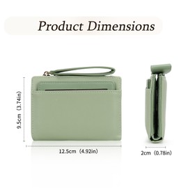 AdiStylinno Wallet for Women, Bifold PU Leather Ladies Wallet, Large Capacity Credit Card Holder Wallet with Zipper Pockets and ID Window (Green)