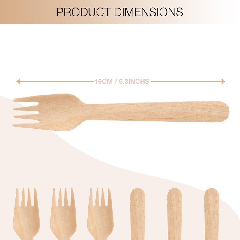 GoCoPack Wooden Cutlery: Pack of 200 Disposable Wooden 16cm Forks