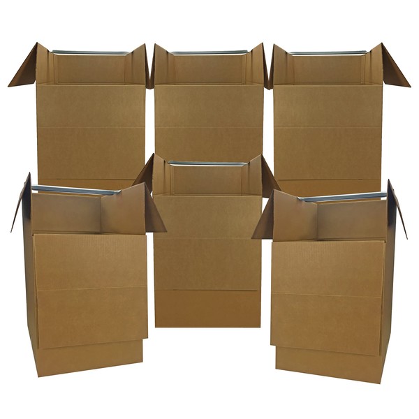 Uboxes Wardrobe Boxes - Qty: 6 Boxes w Bars - Moving Boxes Fast