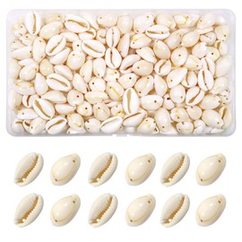 TOAOB Pack of 140 Natural Shell Beads with Hole for Threading Beige Spiral Cauri Shells Craft Shells 16 to 18 mm for DIY Jewellery Making or Deco Crafts