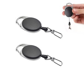 ShaYuLaLa Bicycle Key Wire with Reel, Stretchable Key Chain, Neck Strap, Reel Strap, Rope, Climbing Buckle, Flexible PE Cable, ABS Resin, Cord Length 23.6 - 25.6 inches (60 - 65 cm), Can Be Attached,