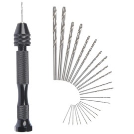 FOCCTS 25Pcs Pin Vise Hand Drill Set Holding 0.3-3.4mm Bits for Model Resin Jewelry Walnut Wood Crafts,etc