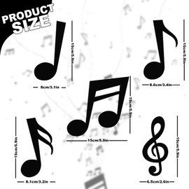 Whaline Music Notes Cutouts 45Pcs Musical Note Shape Cut Outs 5 Designs Black Musical Notes Paper Cutting with 100Pcs Glue Points for Music Classroom Bulletin Border Decor DIY Craft Projects