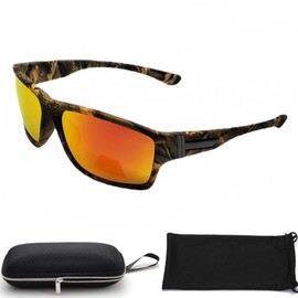 SydeStyle Polarized Bifocal Sunglasses Reading Glasses for Men Women Sports Wrap Camouflage Hunting Forest Outdoor Camo (Red, 1.5, x)