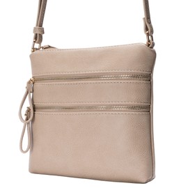 Solene Multi Zipper Pocket Crossbody Bag with Strap, Lightweight Travel bag, Daily Cell Phone Purses Messenger bag-WU085(Brick)