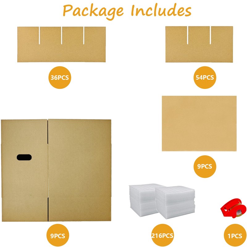 ELSINPAPOX 9 Sets Moving Boxes with Two-Layer Divider Kits,16 x