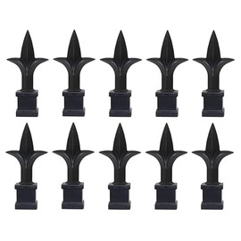 Black Plastic 5/8" Trident Spear Finial Fence Topper for Wrought Iron Picket Fence 0.625" Posts (10)