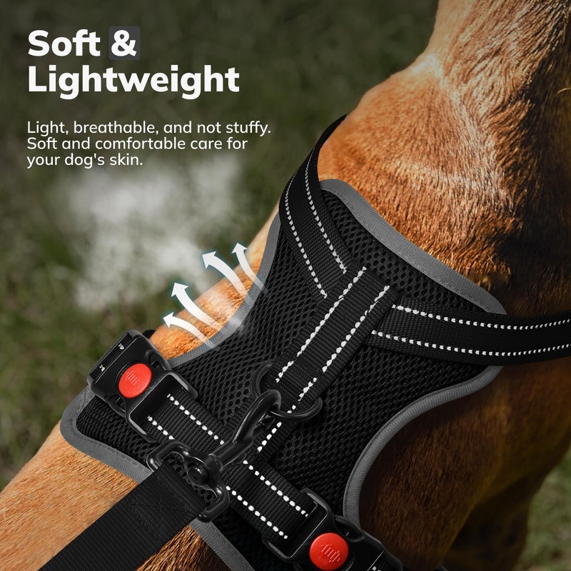 FAYOGOO Dog Harness Medium, No Pull Vest Harness with 2