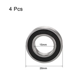 Pack of 4 6902-2RS Deep Groove Ball Bearings 15 mm x 28 mm x 7 mm Double Sealed Chrome Steel P5 (ABEC5)
