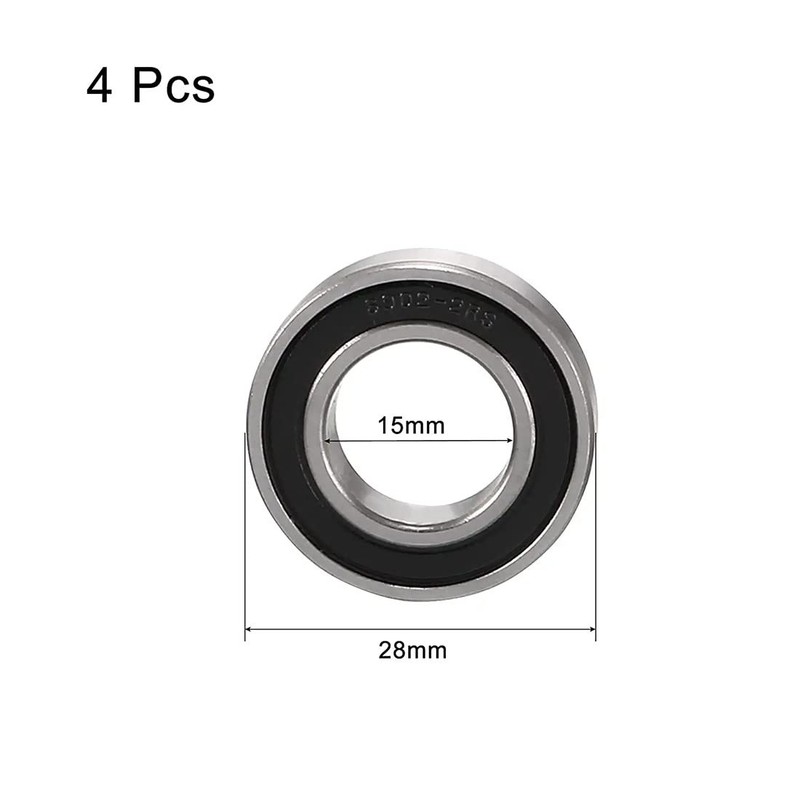 Pack of 4 6902-2RS Deep Groove Ball Bearings 15 mm