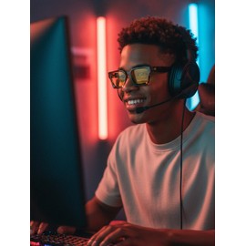 VISOONE Gamer Glasses Professional Blue Light Filter with Anti-Fatigue and Anti-Glare for Men and Women RIVER