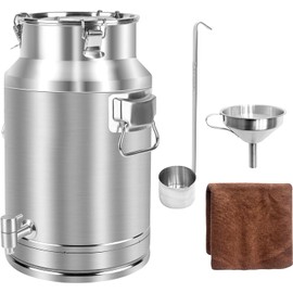 304 Stainless Steel 20 Liter Milk Can, 5.25 Gallon Wine Pail Bucket with Spigot and Sealed Lid, Heavy Duty