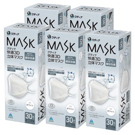 青山通商株式会社 [5個セット] グディナ 快適3D立体 マスク 個包装 ホワイト ふつうサイズ 30枚入×5個セット