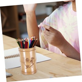 VILLFUL Bamboo Chopstick Holder Desk Organizer Desktop Pencils Holder Makeup Brush Container Tabletop Pen Holders Office Container Brush Organize Bamboo Pencil Holder Carving Pen Container