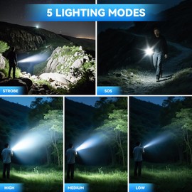 ShineRover Rechargeable LED Flashlights, High Lumens Super Bright Tactical Flashlights with 5 Modes & Waterproof, Powerful Handheld Flashlight for Camping Emergencies Hiking
