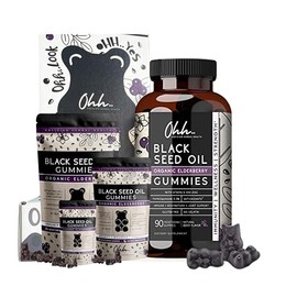 Organic Ethiopian & Turkish Black Seed Oil Elderberry Vegan Gummies w/ Zinc & Vitamin D, 3.3% Thymoquinone - Cold Pressed - 90 Count + 3 Shareable Pouch Packs 15 Count Each - On Go Gift Try Size