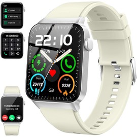 Donerton Smartwatch Herren Damen mit Telefonfunktion/Message Reminder, 1,85" Smart Watch, 112+Sportmodi IP68 Wasserdicht Sportuhr, Fitnessuhr mit Puls-Schlaf-Monitor Schrittzähler, Silberweiß