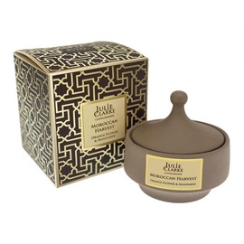 JULIE CLARKE Scented Candles Orange Flower & Mandarin, Decorative Stoneware Jar, Natural Soy Wax, 50 Hours Long Burning