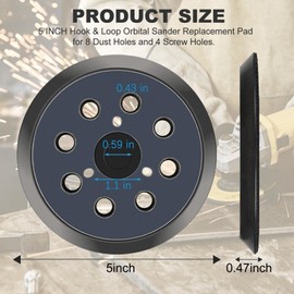 2PCS 5-Inch 8-Hole Replacement Backing Pad, Sander Backing Pads for Makita BO5030 BO5031 BO8041 BO5041, Round Hook and Loop Backing Pad for Polishing Buffing, Velcro Sanding Pads 743081-8
