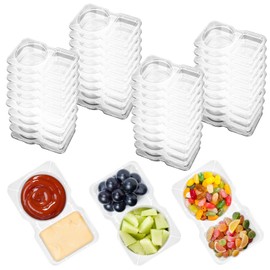 VTMCUI 20 PCS Snack Containers with Lid, Leakproof Dipping Containers with 2 Compartments,Reusable Snack Pack Containers, Portion Control Condiment Container