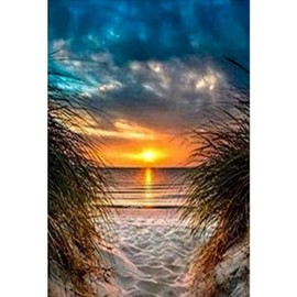 5D DIY Diamond Painting Kits, Diamond Painting Pictures Full Drill, Diamond Canvas Crystal Rhinestone Embroidery Pictures Painting by Numbers for Children Adults Decorations - Sunset