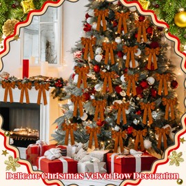 Knitgrip 12 Pcs Velvet Christmas Wreath Bow 9 x 13 Inch Christmas Bows for Wreath Decorations Large Bow Decor Bow Decorations Xmas Ornament for Garland Crafts Tree Topper Gifts Indoor Outdoor(Khaki)
