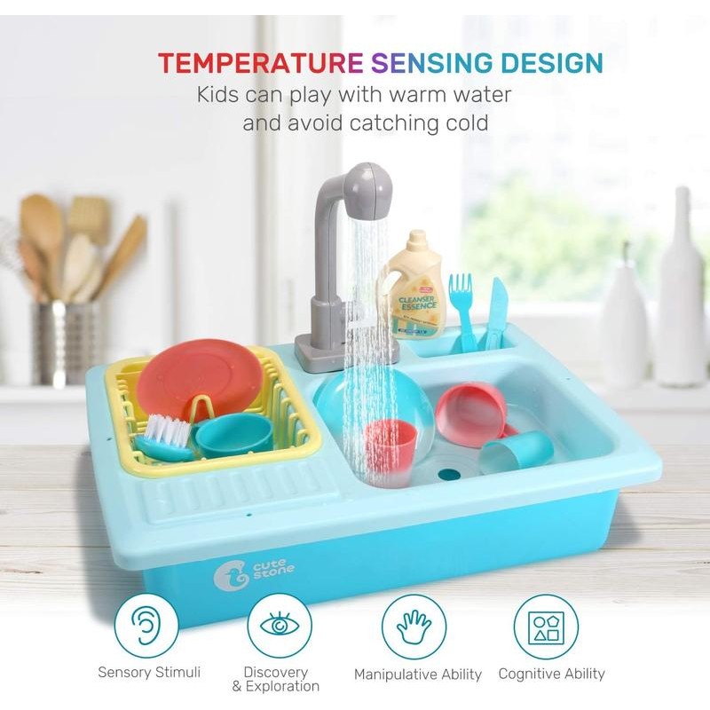 CUTE STONE Color Changing Kitchen Sink Toys Heat Sensitive Electric