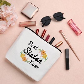 QONCV Sister Christmas Gifts, Best Sister Cosmetic Bags Makeup Bag Galentines Day Mothers Day Birthday Christmas Valentines Day Gift Ideas Presents for Women