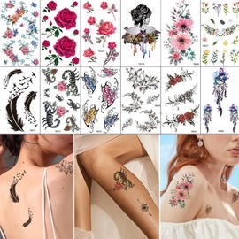 XMASIR 30 Sheets 300 Styles Temporary Tattoos Sticker Butterfly Stickers Purple Violet Lavender Fake Tattoos Temporary For Girl Kids Hand Face Ankle Neck Tatoos Stickers