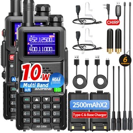 Ham Radio BAOFENG Radio Handheld Long Rang 5RM 10W Walkie Talkies NOAA Emergency Receive Two Way Radio with Acoustic Tube Earpiece, USB-C Charger,2500mAh Battery for Hunting Survival Gear (2 Pack)