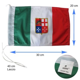 GUSTO Italian Nautical Fabric Flag with Nylon String 30 x 20 cm Durable Fabric (30 x 20 - Civil Navy)
