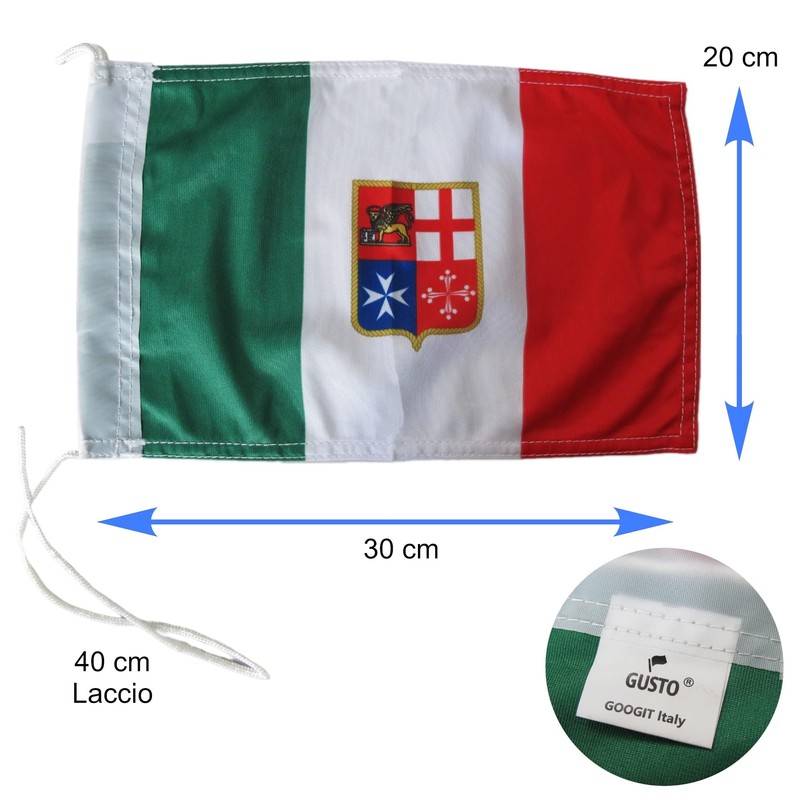 GUSTO Italian Nautical Fabric Flag with Nylon String 30 x