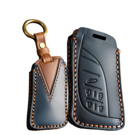 [TECART] Lexus Dedicated Key Case, Key Cover, Key Holder, Smart Key Case, Lexus LFA LM300h, LM350, LM350h, LM500, LM500h, Smart Key, Leather, Handmade, Hand Sewn, 5 Buttons, blue