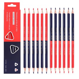 Juufly Red and Blue Pencils for Elementary School Students, Triangular Barrel, Stationery, Writing Utensil, Pencil, Easy to Hold, Break-Resistant, Easy to Write, Set of 12