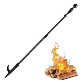 Amagabeli 32 Inch Fire Poker for Fire Pit Fireplace Poker Wrought Iron for Indoor Outdoor Steel Poker Stick Campfire Rust Resistant Tool for Bonfires Camping BBQ Wood Stove Black