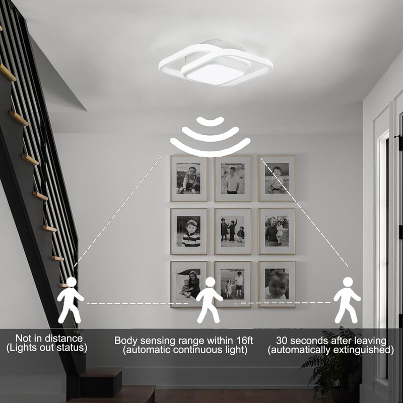 EIDEARAY 12.6Inch Motion Sensor LED Ceiling Light Indoor, 36W 6000K
