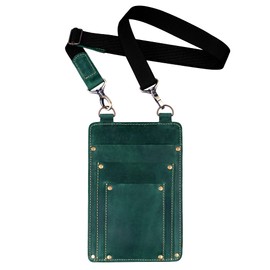 SKLKT Leather Florist Tool Belt Bag Garden Farmer Pouch Organizer - Hand Tools Holder Utility Kit, Atlantic Deep Green, Small