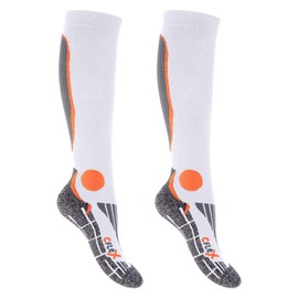 CFLEX Men's & Women's Running Compression Socks (2 Pairs), Sports Knee Socks, White / orange