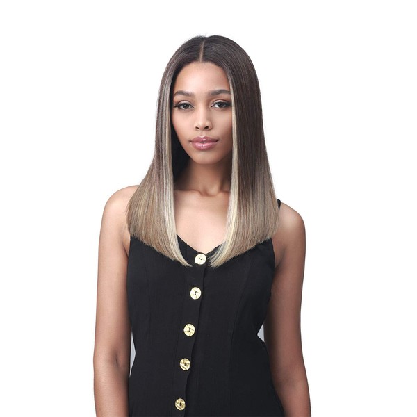 Bobbiboss 13X4 HD Lace Front Long Straight Wigs for women - MLF239 NARINDA, Medium Length Straight Synthetic Hair Wigs with Natural Baby Hair, Natural Looking Heat Resistant straight wigs (OL1B.30, Off Black to Honey Auburn)