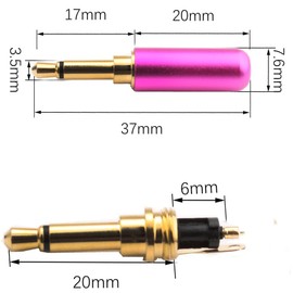 RUNCCI-YUIN 7 pieces TS plug 3.5 mm 2-pin soldering plug, 3.5 mm soldering audio plug, 3.5 mm soldering video plug, 2-pin, mono 3.5 mm, for headphones and headset