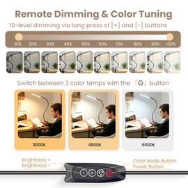 H HNMA HN LED Desk Lamp with Clamp for Reading,Nail Art & Painting