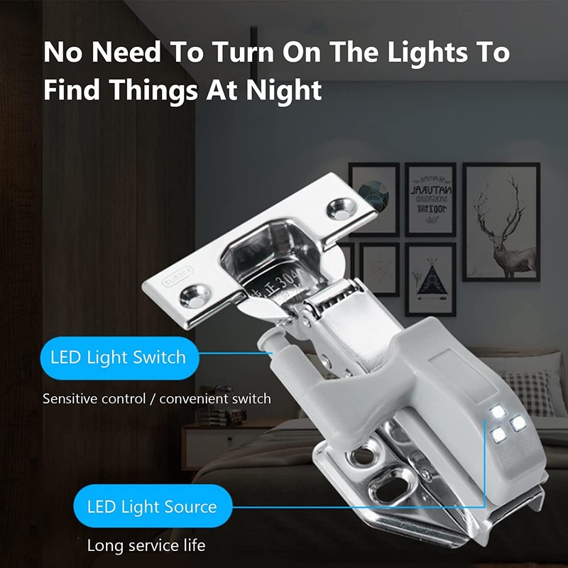Zerodis 10-Piece Universal Closet LED, Hinge Sensor Light for Cabinet,