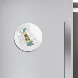 Unbranded Delaware USA State Map Flag | 4'' X 4'' Round Decorative Magnet