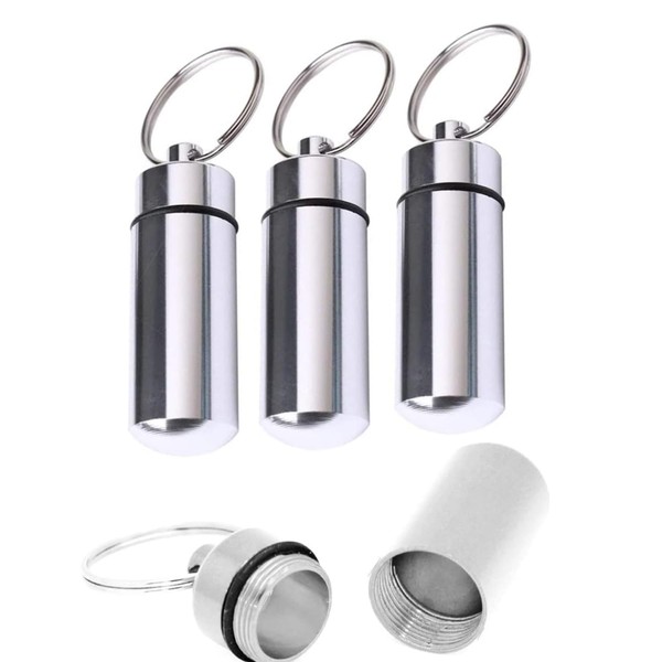 ZHjuju Aluminum Pill Box,3PCS Pill Box Keyring Keyring Tablets Medicine