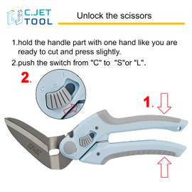 C.JET Tool - Tijeras resistentes de 8 pulgadas, cortador de alfombras, tijeras industriales, multiusos, tijeras para alfombras, cartón, piel, poda, jardinería, acero inoxidable profesional de agarre