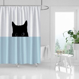 Cat Shower Curtains, Polyester Fabric Bath Decor Shower Curtain with Hooks, 71x71inch