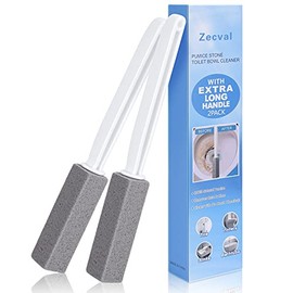 Paquete de 2 cepillos para inodoro de piedra pómez con mango extra largo, quitar anillos de agua dura, acumulación de calcio y óxido apto para limpiar inodoros, azulejos, fregadero de cocina, parrilla