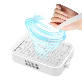 Rechargeable Nail Dust Collector with Reusable Filter, Powerful Nail Vacuum Fan, 80W Powerful Adjustable Speed and Low Noise, Cordless Electric Dust Cleaner for Acrylic Nail Polishing(white)