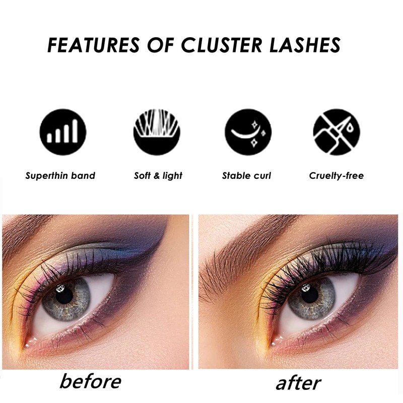 Lanciley Individual Lashes 72 Clusters Lashes C CC D Curl